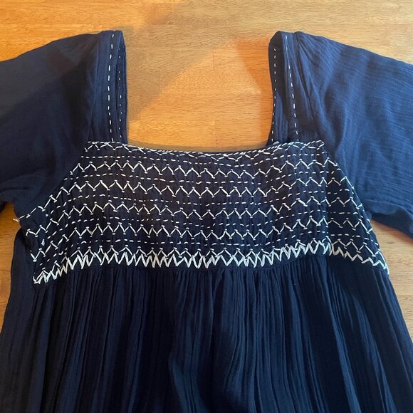 Size Medium Free People I'm The One embroidered black gauze maxi dress - Picture 5 of 16